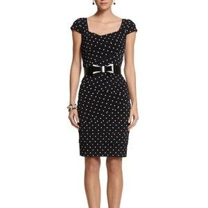 White House Black Market Instantly Slimming Dot Tiered Polka Dot w/Belt- Size 4